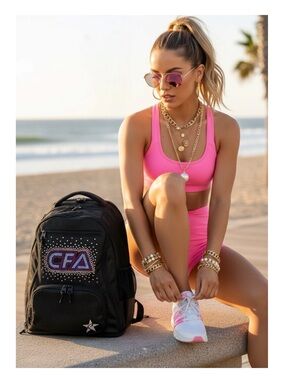 Rebel Athletic 𒀭Dream Bag Cheerleading Backpack 𒀭Expandable Cheer Bag 𒀭 Black